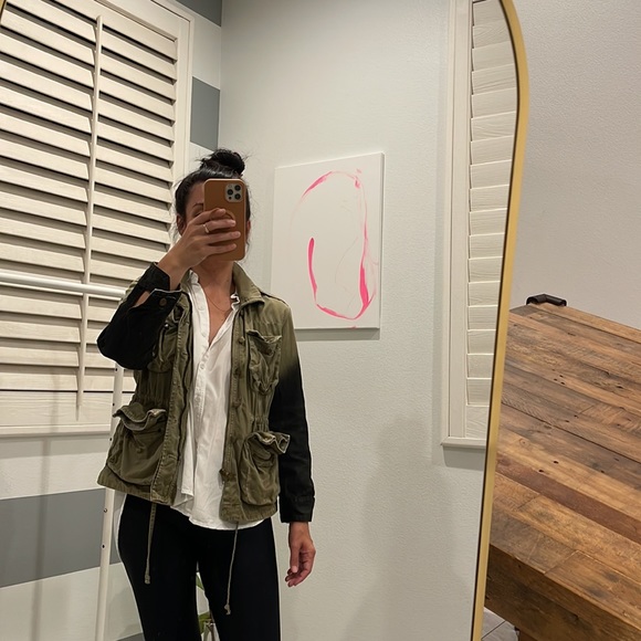 Current/Elliott the lone soldier military jacket w/ ombré coated sleeves, cotton - Picture 15 of 17